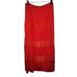 Alberto Makali red mesh insert maxi skirt size Large